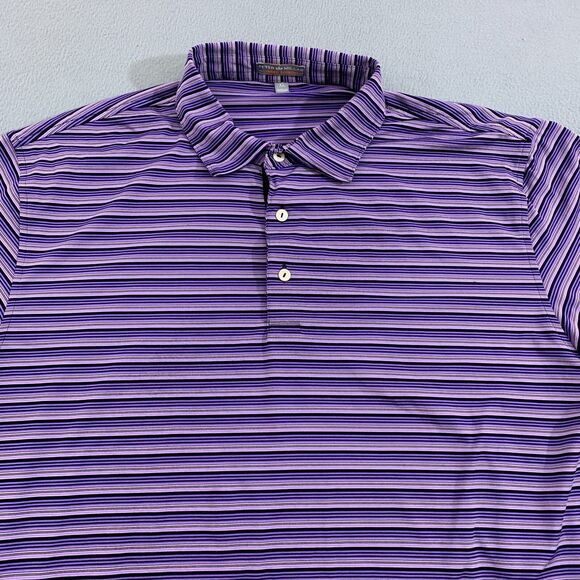 Peter Millar Summer Comfort Golf Polo Shirt Mens XL Striped Purple Stretch - Picture 2 of 16